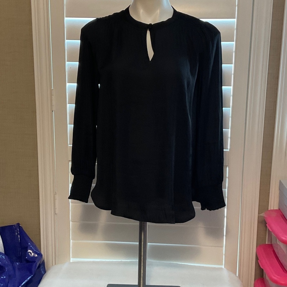 LOFT Black Keyhole Blouse